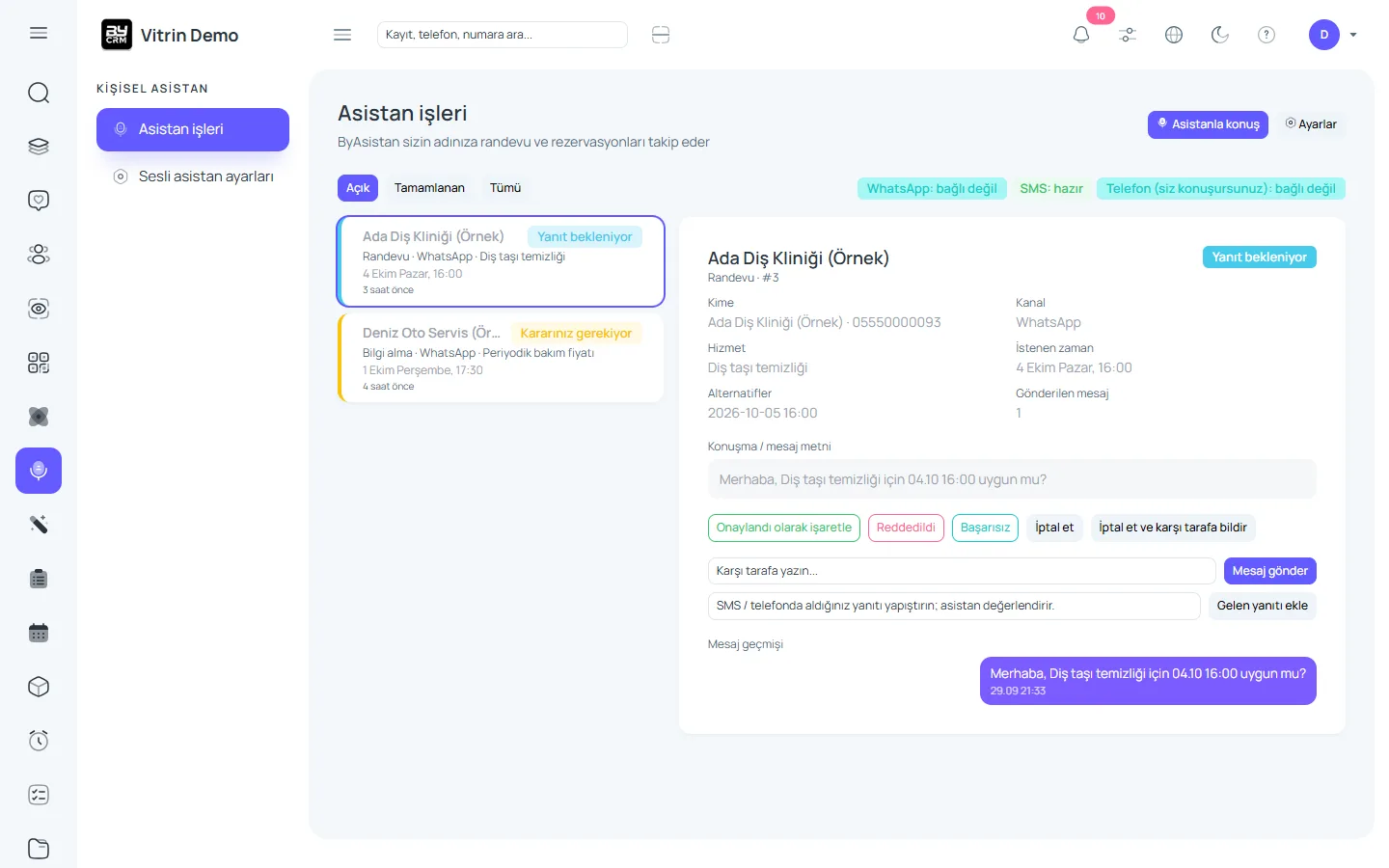 Yapay zekâ kişisel asistan — ByCRM panel görünümü